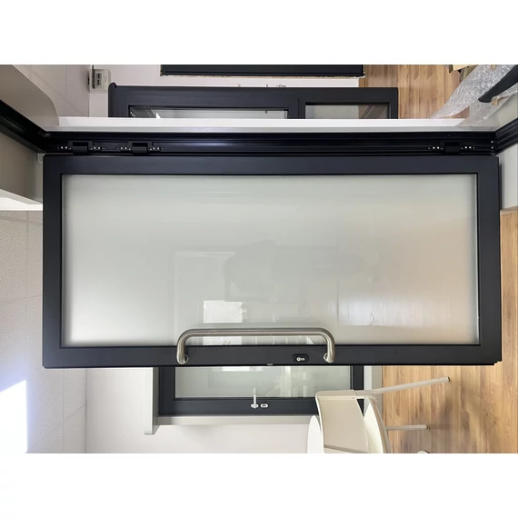 Hőszigetelt, savmart, kétszárnyú aluminium üveges ajtó, 3 rétegű üveggel, 1500x2100 mm