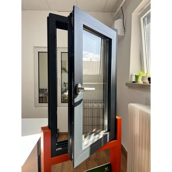 MS75-es sorozatú hőszigetelt aluminium ablak, dupla szárny, 2 rétegű üvegezés, egyedi méretben